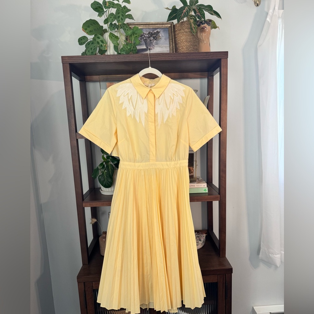 Maje Yellow Pleated Dress